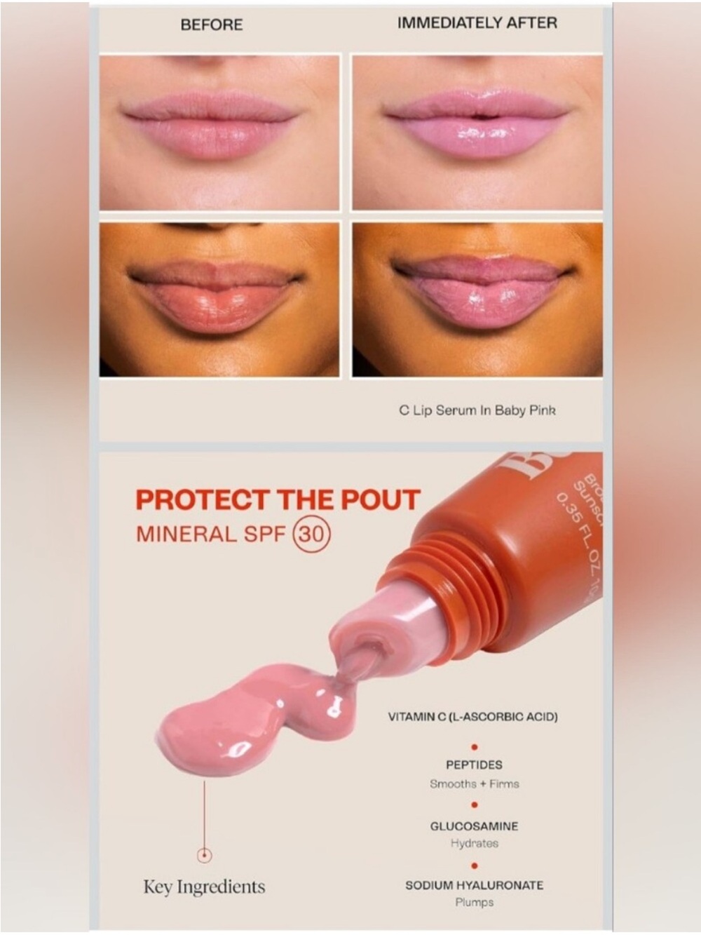 BNIB BeautyStat C Lip Serum SPF 30 Baby Pink Lip Treatment | Vitamin C